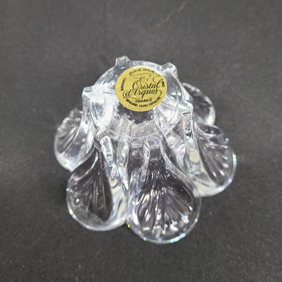 Floral shape Cristal D'Argues France candleholder. Genuine Lead Crystal. - Picture 4 of 6